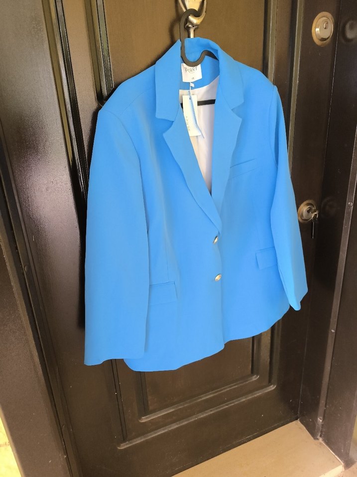 Perry mavi Düğmeli Kadın Blazer Ceket - Görsel 2