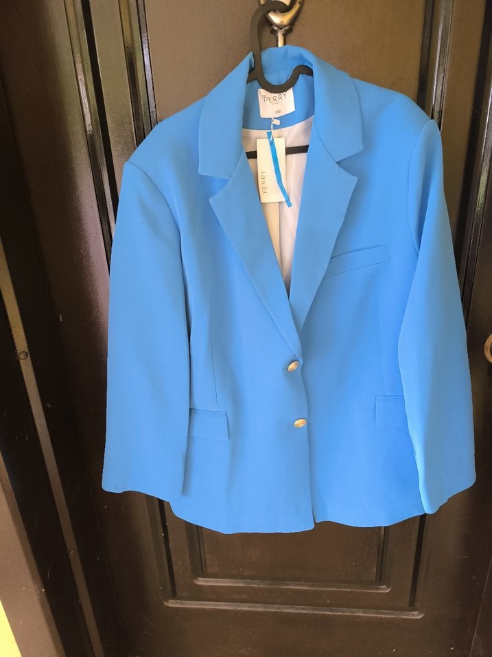 Perry mavi Düğmeli Kadın Blazer Ceket - Görsel 5