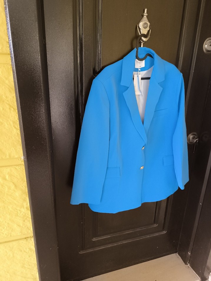 Perry mavi Düğmeli Kadın Blazer Ceket - Görsel 3