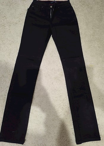 Tommy Hilfiger siyah Fermuarlı Dar Kesim Midi Denim Pantolon - Görsel 6