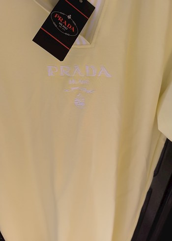 Prada sarı Polo Yaka Kısa Kollu bayan elbise - Görsel 3