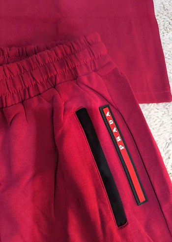 prada kırmızı Erkek  Takımı, Kısa Kollu - Görsel 7