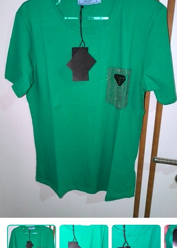 Prada Canli Yesil Kisa Kollu Tisort