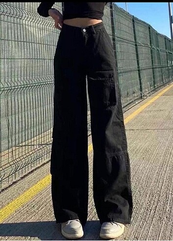 26 Beden siyah Renk R2y Recycled Black Kargo Pantolon Unisex