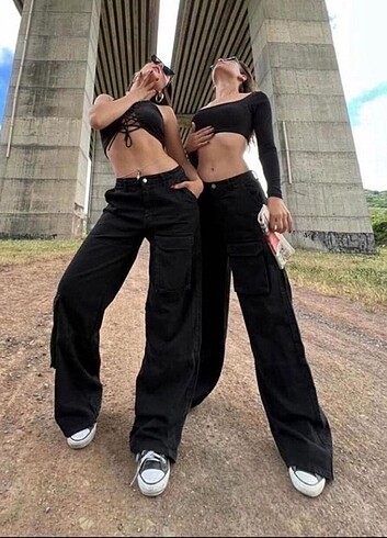 Urban Outfitters R2Y Recycled Black Kargo Pantolon Unisex