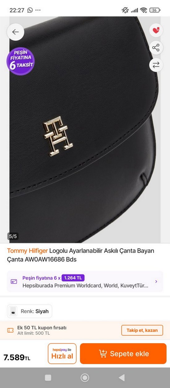 Tommy Hilfiger Logolu Ayarlanabilir Askılı Bayan Çanta - Görsel 4