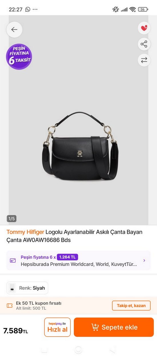 Tommy Hilfiger Logolu Ayarlanabilir Askılı Bayan Çanta - Görsel 2