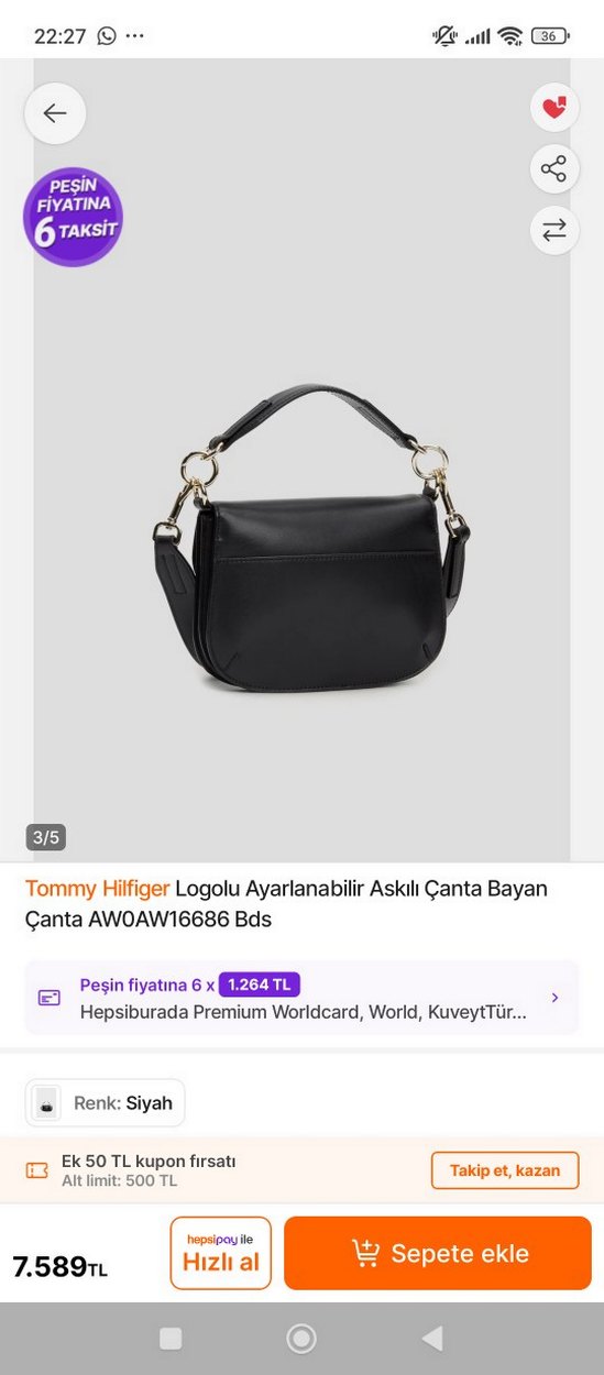 Tommy Hilfiger Logolu Ayarlanabilir Askılı Bayan Çanta - Görsel 3