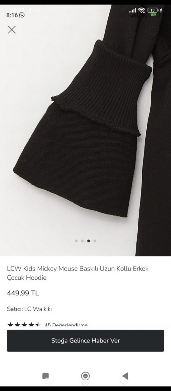 LCW Kids Mickey Mouse Baskılı Siyah Sweatshirt - Görsel 3