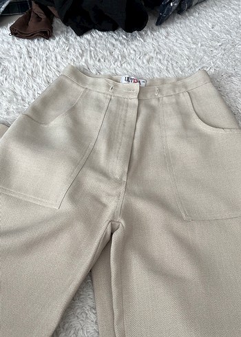 Zara Bej Keten Rahat Kesim Kadın Pantolon