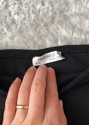 Happiness Siyah Kadın Kısa Kollu Tek Renk Bluz