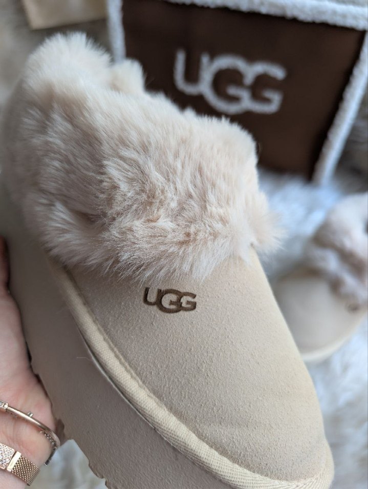 UGG Kadın Beyaz Kürklü Platform Terlik - Görsel 3