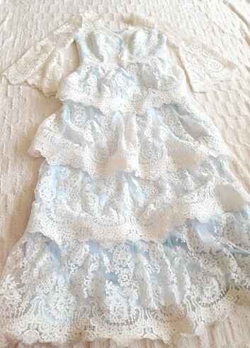 Süt mavisi abiye - Görsel 9