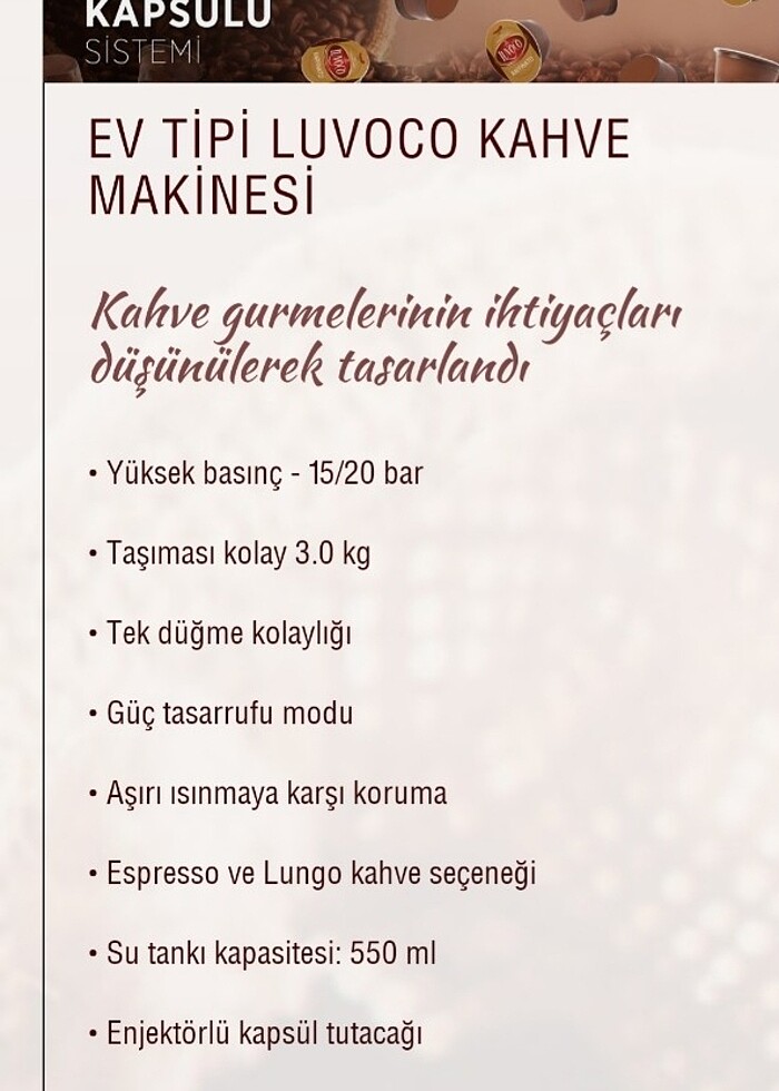 Luvoco kahve makinesi - Görsel 4