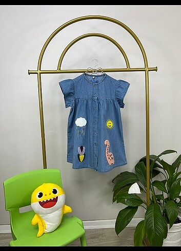 Punch işlemeli kot elbise  - Görsel 5