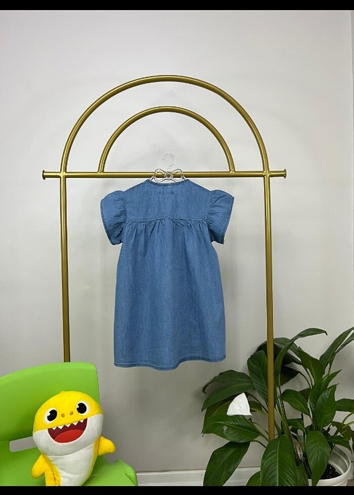 Punch işlemeli kot elbise  - Görsel 3