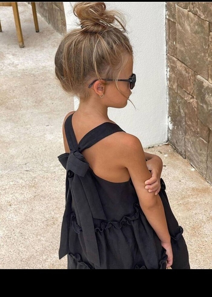 Siyah dokuma elbise  - Görsel 3