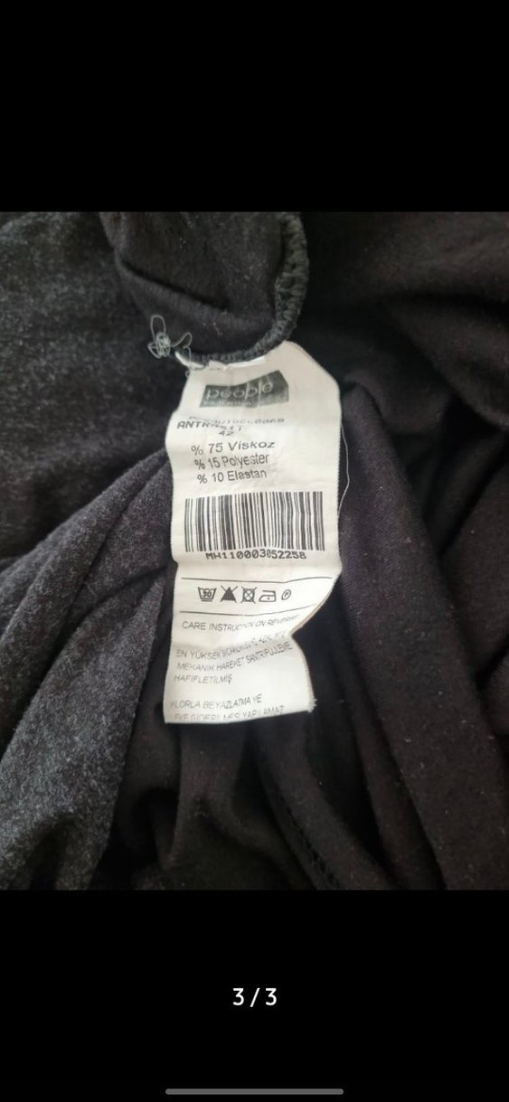 People by Fabrika Gri Yüksek Yakalı Uzun Kollu Elbise - Görsel 3