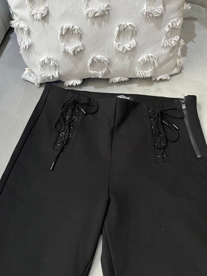 Zara Siyah Fermuarlı Kadın Tayt Pantolon - Görsel 2
