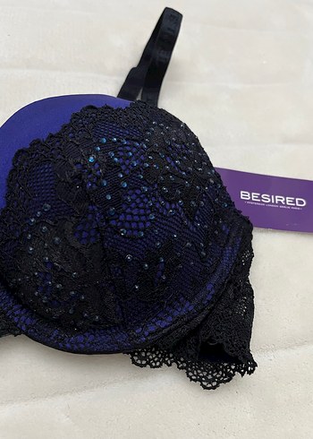 Mor dantelli taşlı Sütyen - Görsel 3