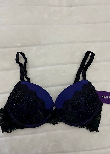 Mor dantelli taşlı Sütyen - Görsel 2