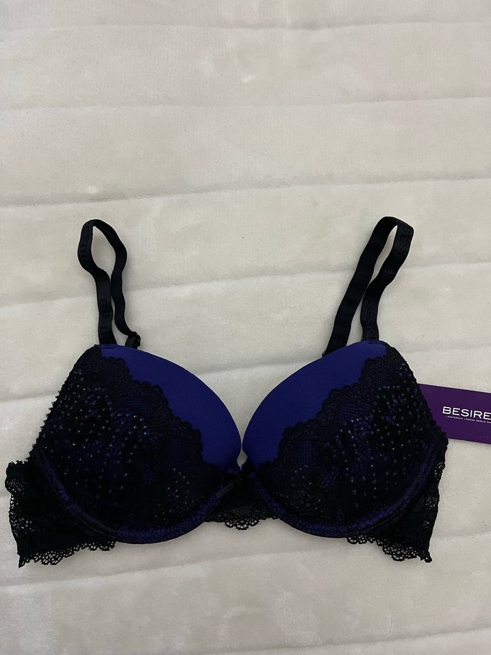 Mor dantelli taşlı Sütyen - Görsel 2