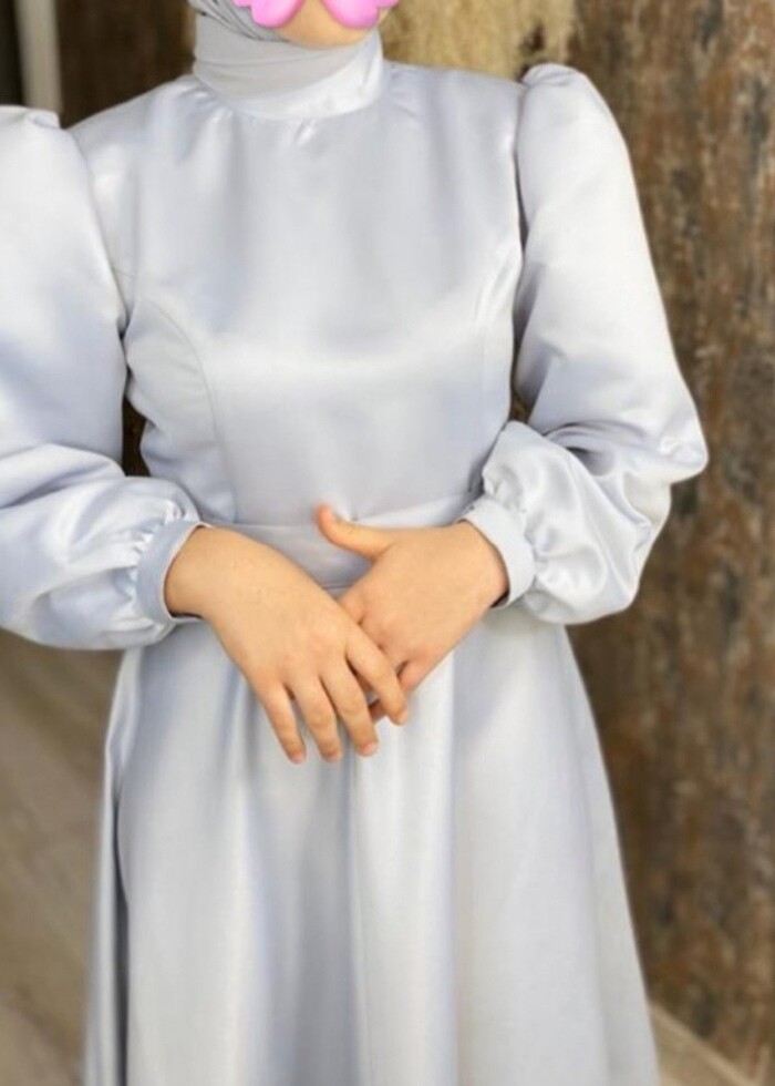 Gri Tesettür Elbise  - Görsel 3