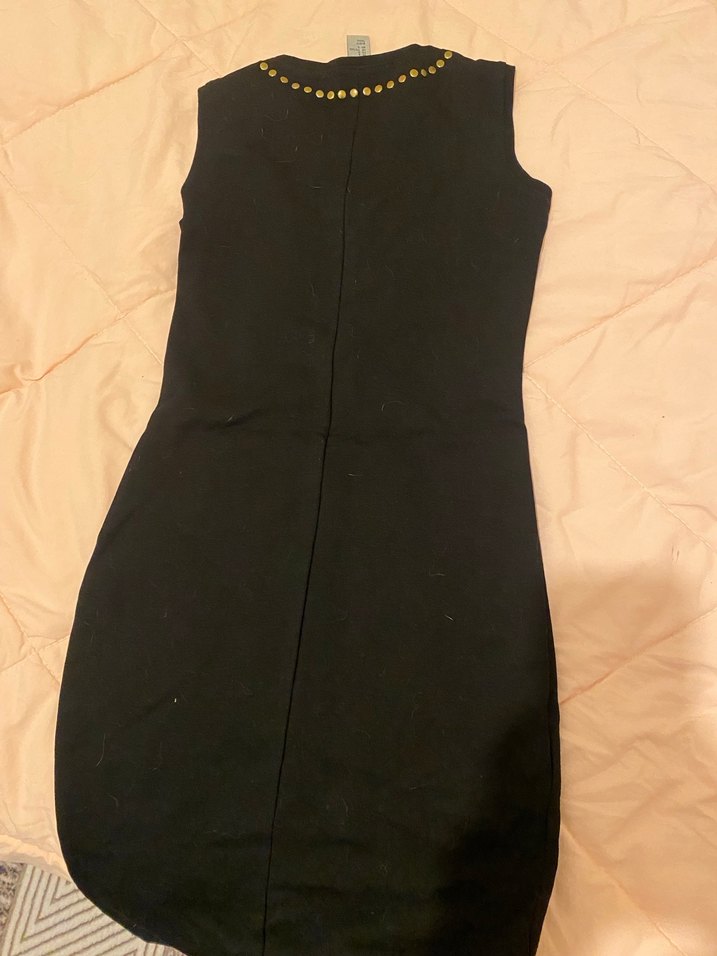Boncuk Detaylı Siyah Midi Elbise - Görsel 3
