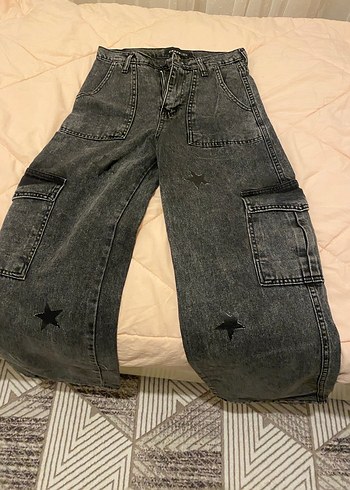 Gri Loose Fit Kadın Denim Pantolon - Görsel 2