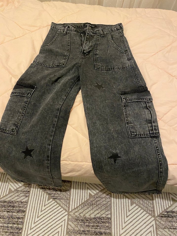 Gri Loose Fit Kadın Denim Pantolon - Görsel 2