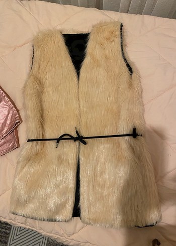 Kadın Bej Suni Kürk Yelek - Görsel 3