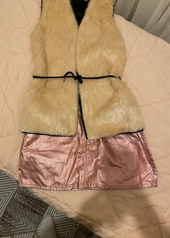 Kadın Bej Suni Kürk Yelek - Görsel 5