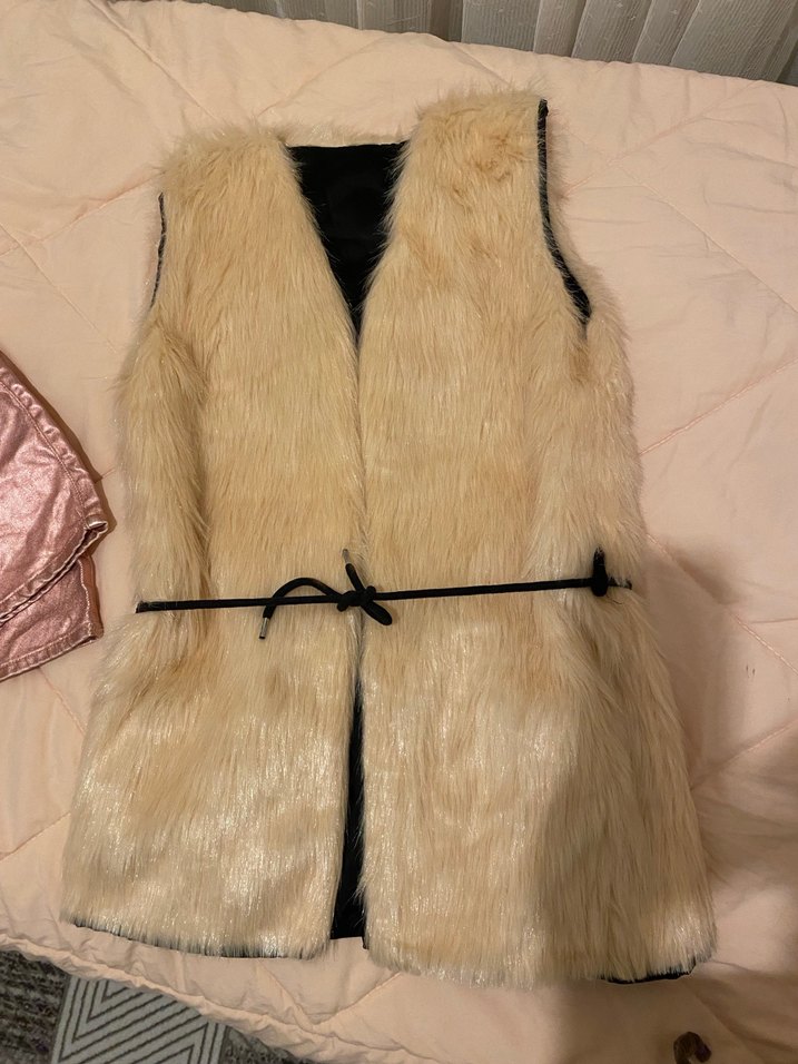 Kadın Bej Suni Kürk Yelek - Görsel 3