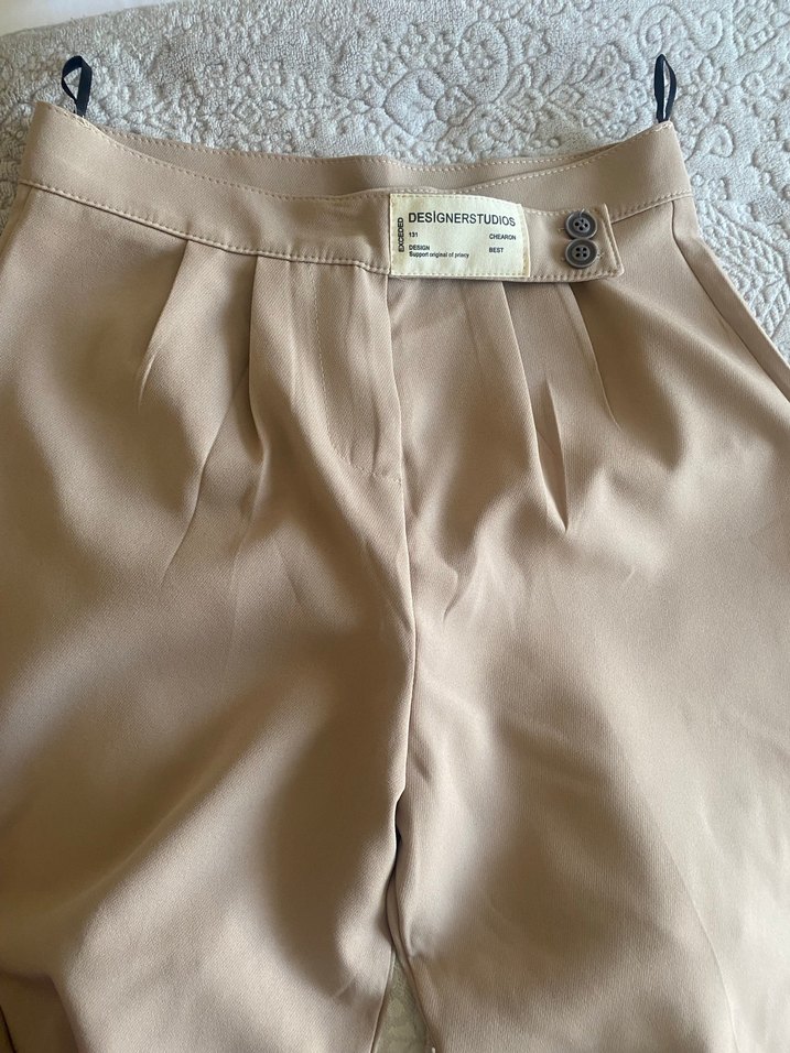 Bej Kadın Uzun Kumaş Pantolon - Görsel 4