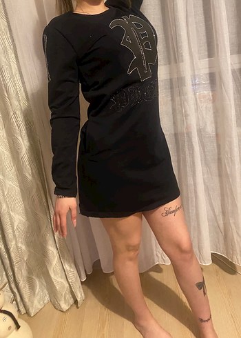 Siyah Uzun Kollu Mini Elbise - Görsel 3