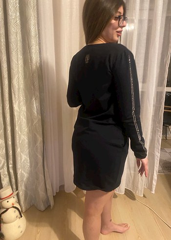 Siyah Uzun Kollu Mini Elbise - Görsel 4