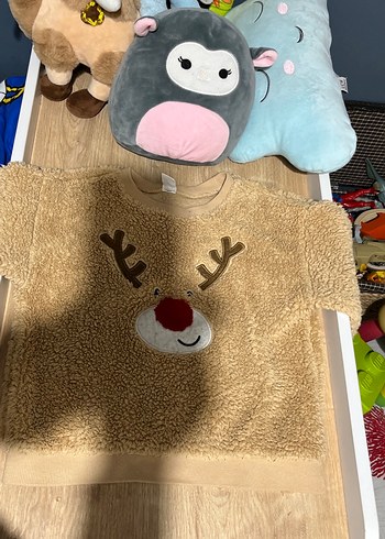 Kahverengi Geyik Desenli Çocuk Polar Sweatshirt - Görsel 2