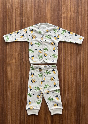 Erkek Bebek Uzun Kollu Baskılı beyaz Takım - Görsel 2