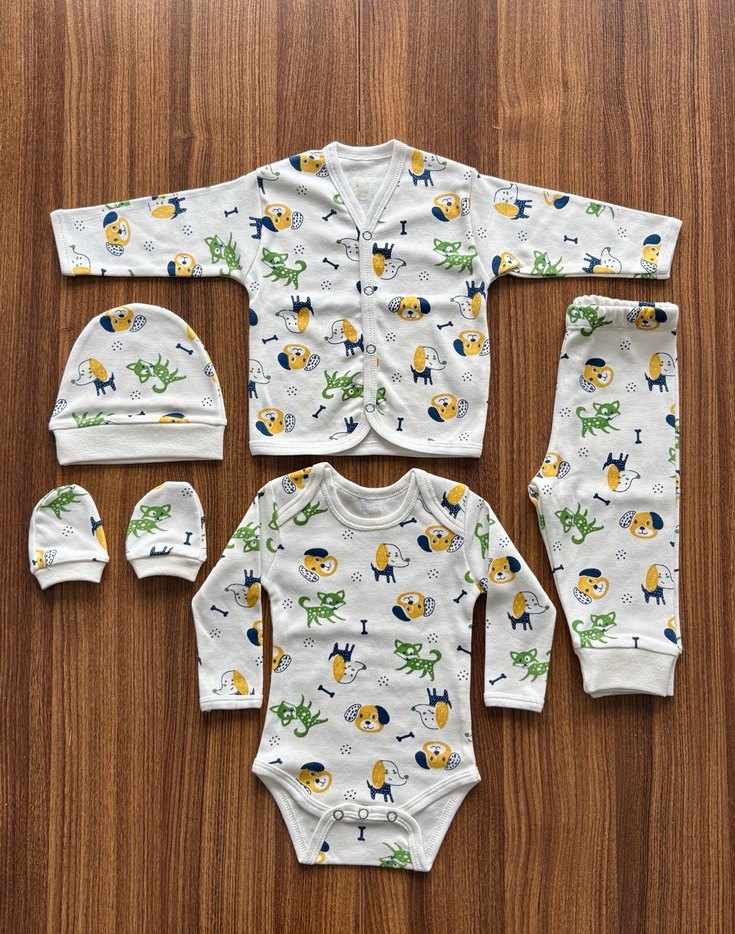 Erkek Bebek Renkli Baskılı Takım Pamuklu - Görsel 2