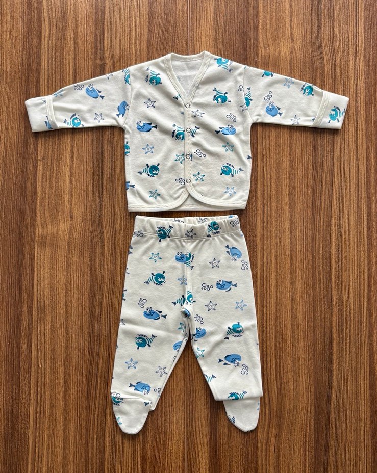 Erkek Bebek  Pamuklu Desenli Pijama Takımı - Görsel 2