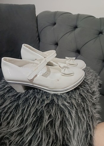 Kız Çocuk Beyaz Fiyonklu Babet Ayakkabı - Görsel 4