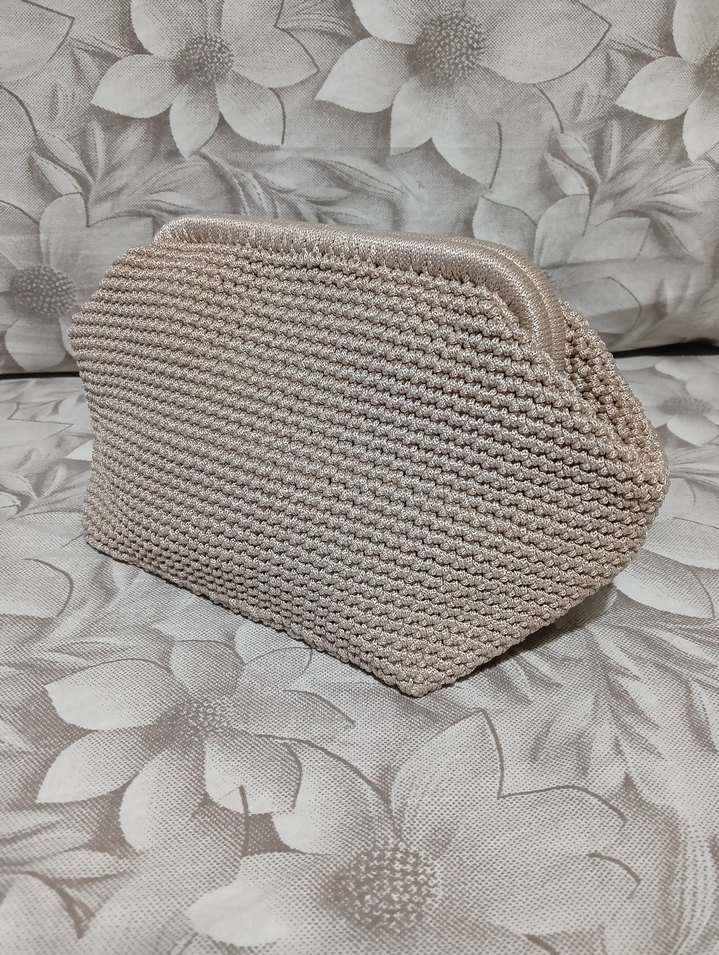 Bej Örgü Kadın Portföy Çanta - Görsel 2