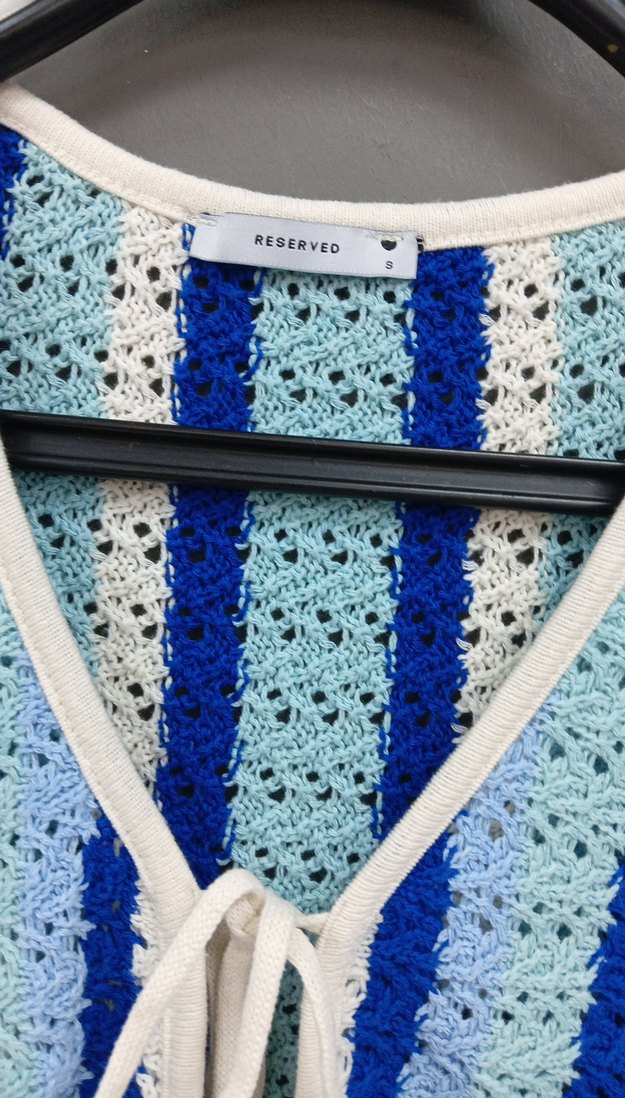 Mavi Bağcıklı Örgü Kadın Hırka - Görsel 2