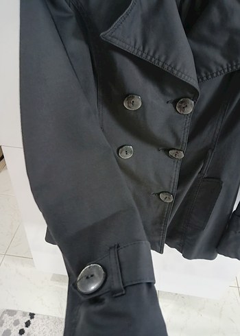 Siyah Düğmeli Midi Kadın Trençkot - Görsel 2