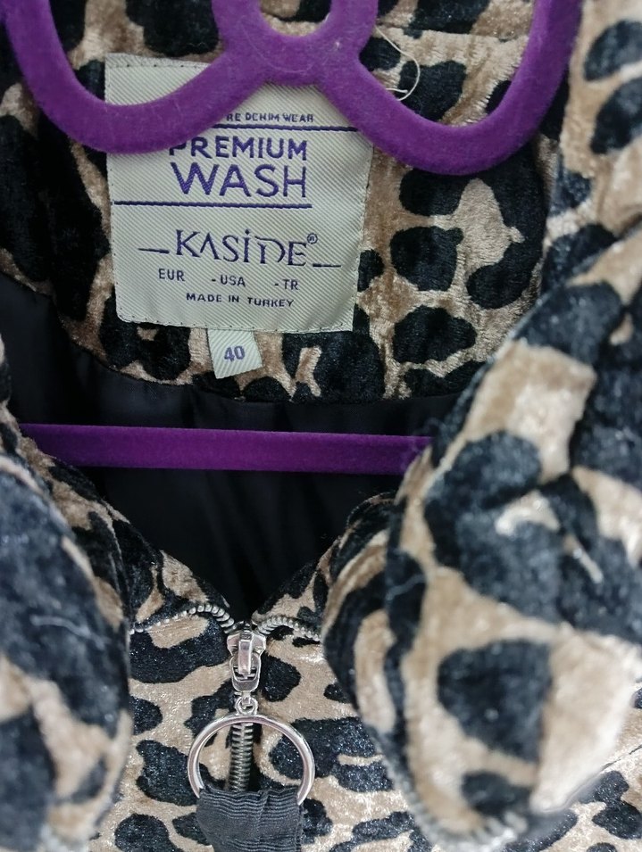 Kahverengi Leopar Desenli Kadın Mont - Görsel 2