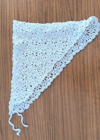 Beden beyaz Renk Dantel Detaylı Beyaz Bohem Örgü Kadın Şal, bandana