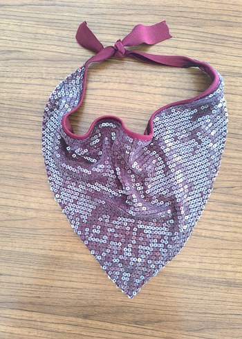 Zara Bordo bol pullu üçgen eşarp bandana