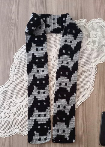 Gri Siyah Örgü atkı