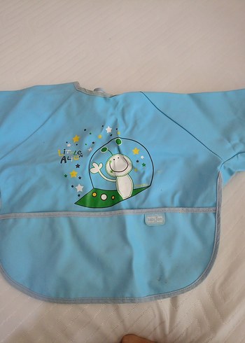 BabyJem Uzun Kollu Mavi Desenli Bebek Önlüğü