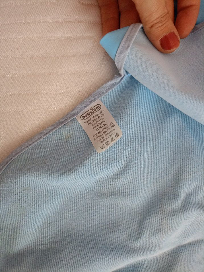 Uzun Kollu Mavi Desenli Bebek Önlüğü - Görsel 4